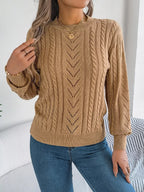 Women's Rust Cable Knit Sweater - WEUXS
