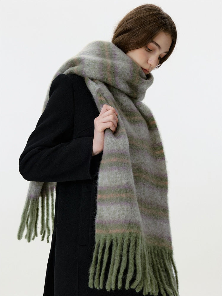 Morandi Gradient Stripe Wool Blend Scarf