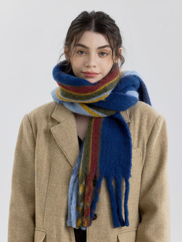 Vintage Striped Wool Blend Scarf