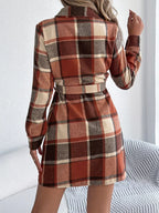 Green Plaid Belted Shirt Dress - View 14 | WEUXS