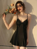 French Princess | Dot Mesh & Lace Satin Robe Set - WEUXS