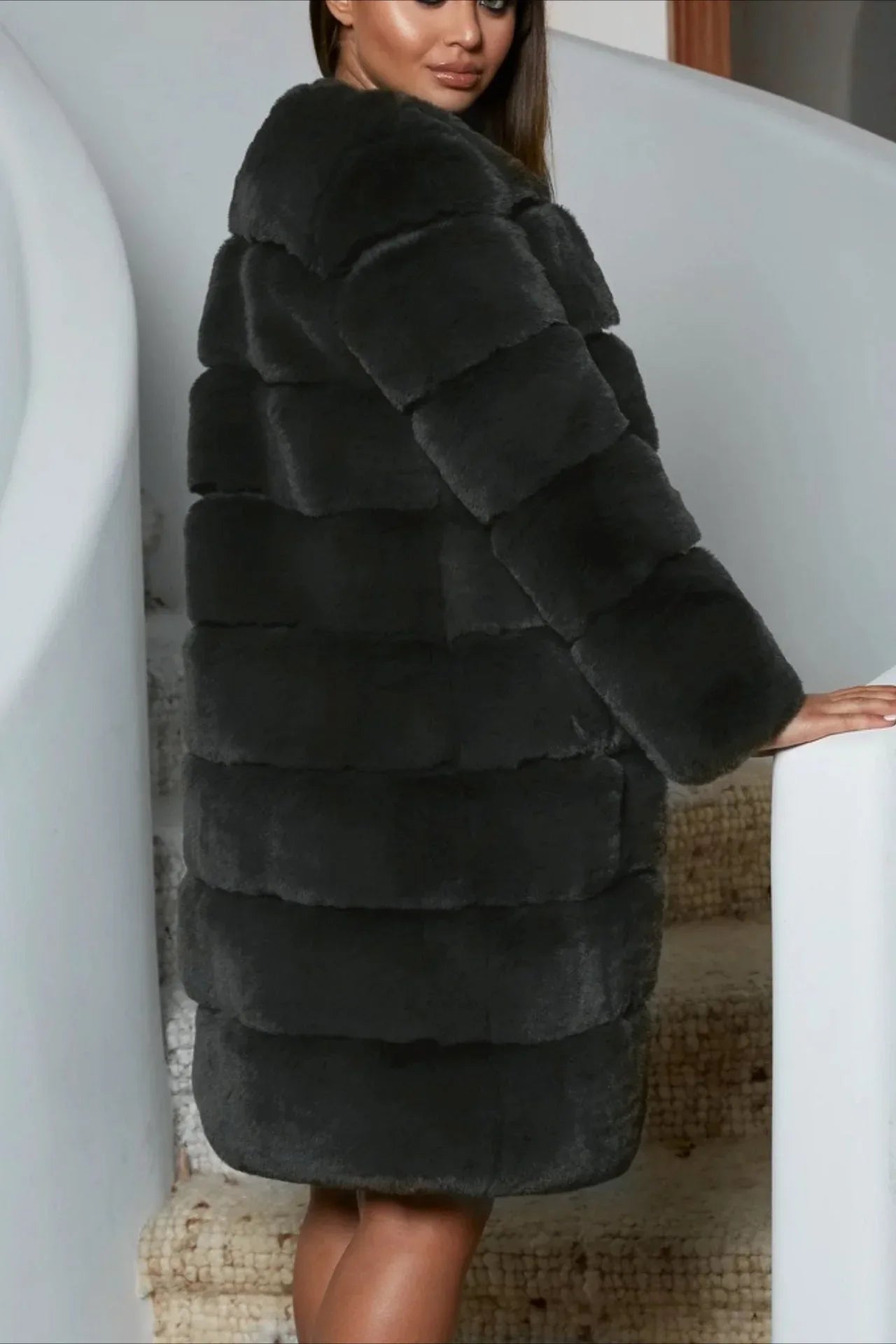 Tiered Faux Fur Coat - View 6 | WEUXS