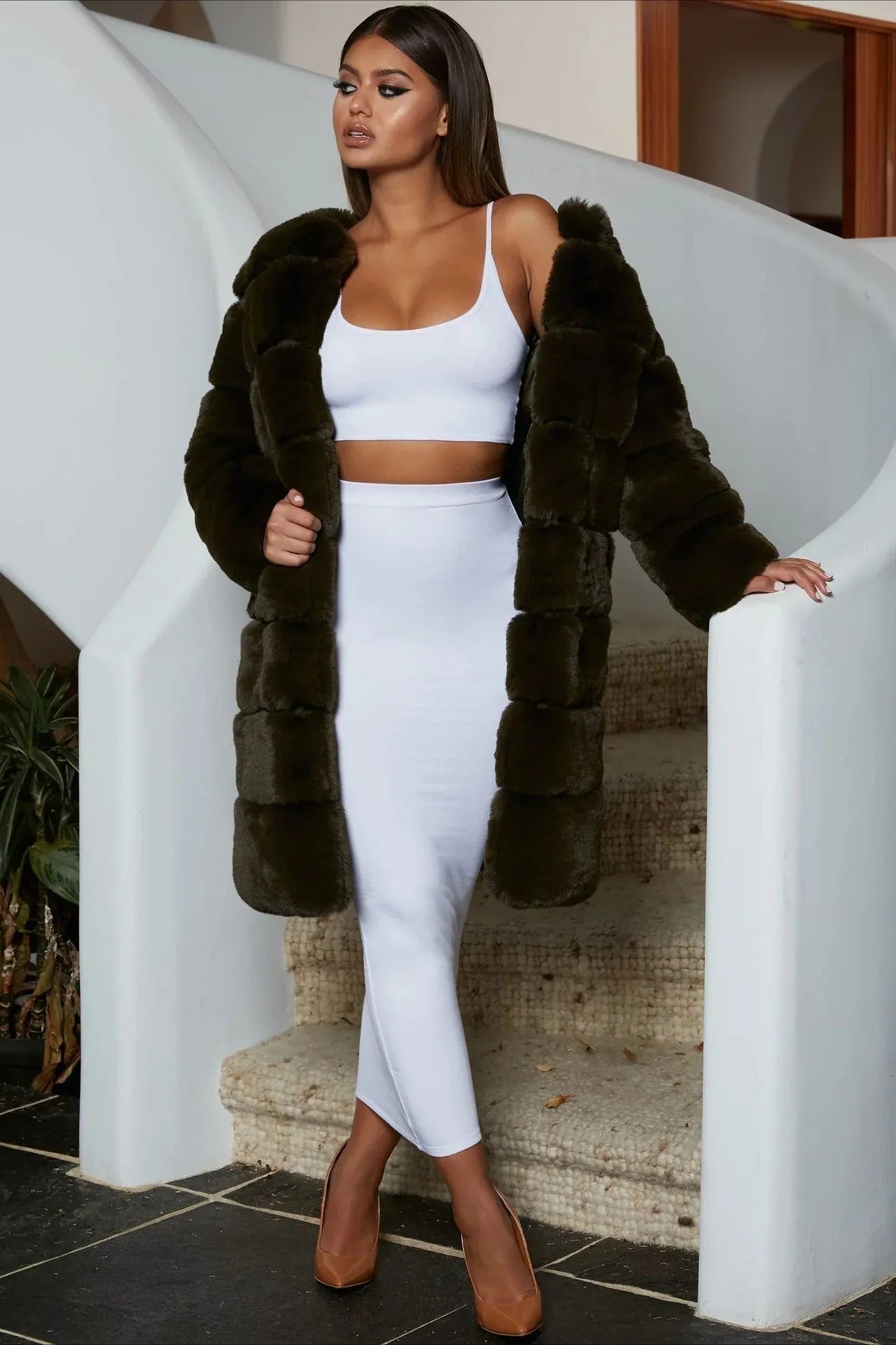 Tiered Faux Fur Coat - View 8 | WEUXS