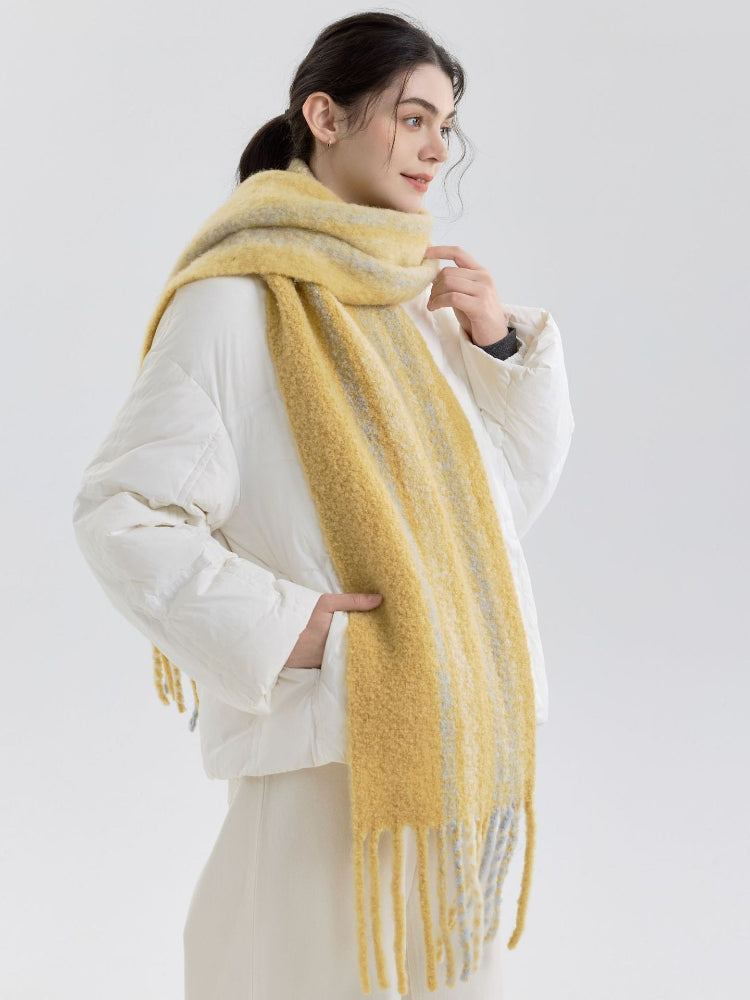 Butter Yellow Striped Wool Scarf