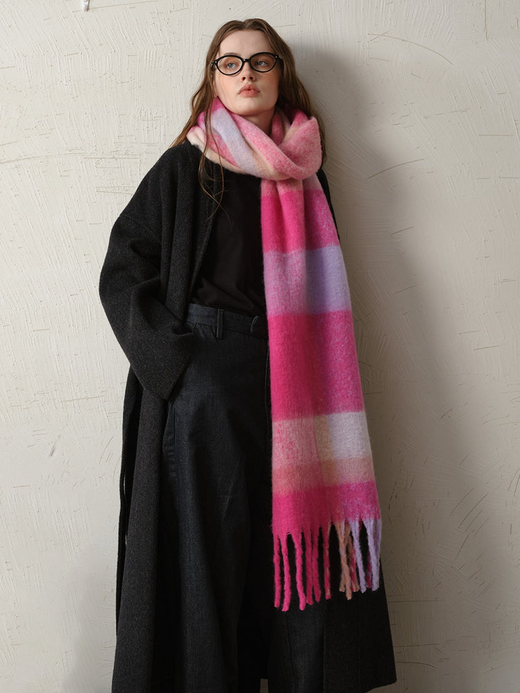 Super-Long Chunky Plaid Scarf