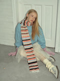 Bouclé striped wool blend scarf - View 6 | WEUXS