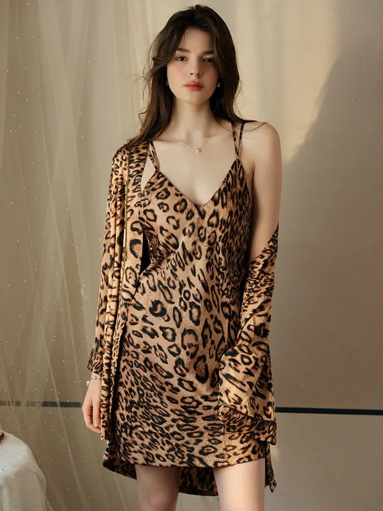 Satin Slip Dress and Robe Set - View 6 | WEUXS