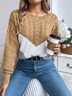 Color block cable knit sweater - View 6 | WEUXS