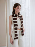 Extra Long Striped Ruffle Skinny Scarf - WEUXS