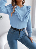 Ruffle trim knit sweater - View 12 | WEUXS