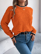 Khaki Textured Knit Crew Neck Sweater - View 10 | WEUXS