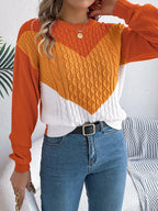 Colorblock cable knit sweater - View 11 | WEUXS
