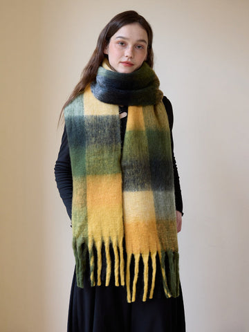 Super-Long Vintage Plaid Scarf