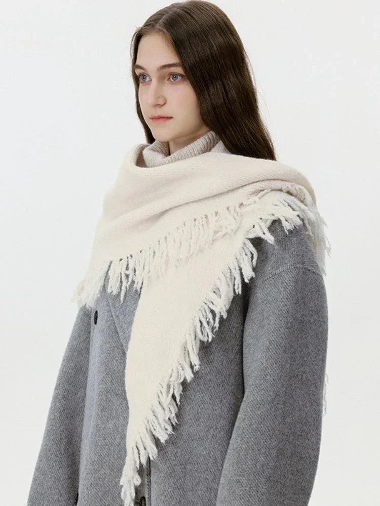 Wool Blend Triangle Scarf with Fringe Secondary image
