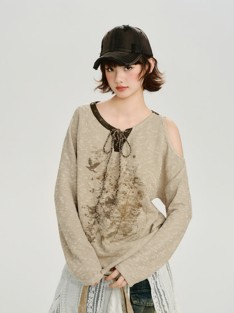 Asymmetric Cold Shoulder Knit Top Secondary image