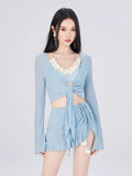 Cream 3-piece swimsuit set with cover up - View 6 | WEUXS