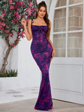 Floral Print Maxi Dress with Tie Shoulder Straps - View 28 | WEUXS