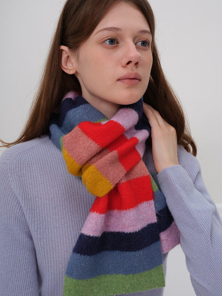 Soft Arctic Velvet Rainbow Scarf
