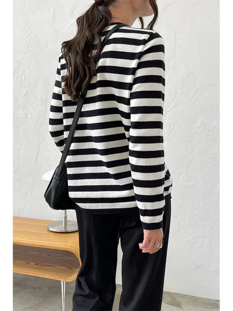 Men's striped knit crew neck sweater - View 12 | WEUXS