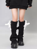 Cable knit leg warmers with teddy bear accent - View 7 | WEUXS