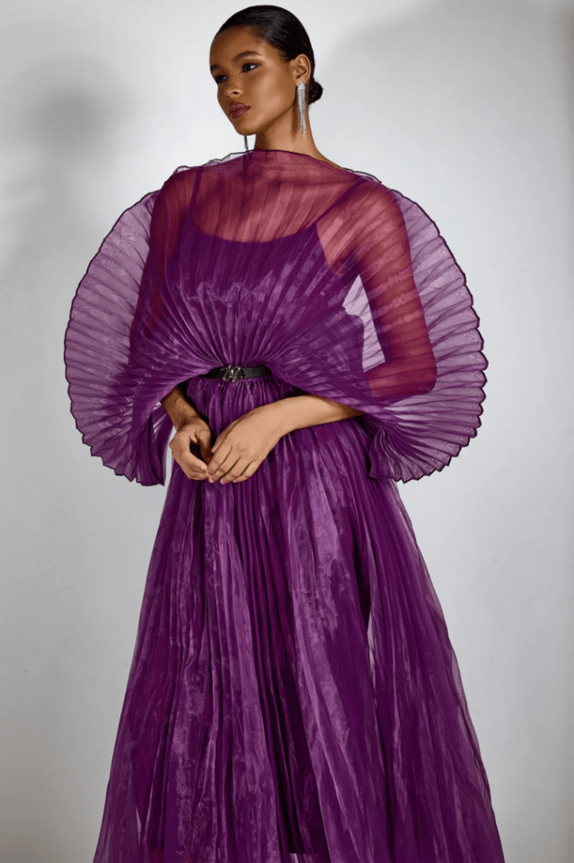 Amanda Semi - sheer Pleated Maxi Dress - WEUXS