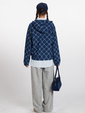 American Retro Plaid Zip - Up Hoodie - WEUXS