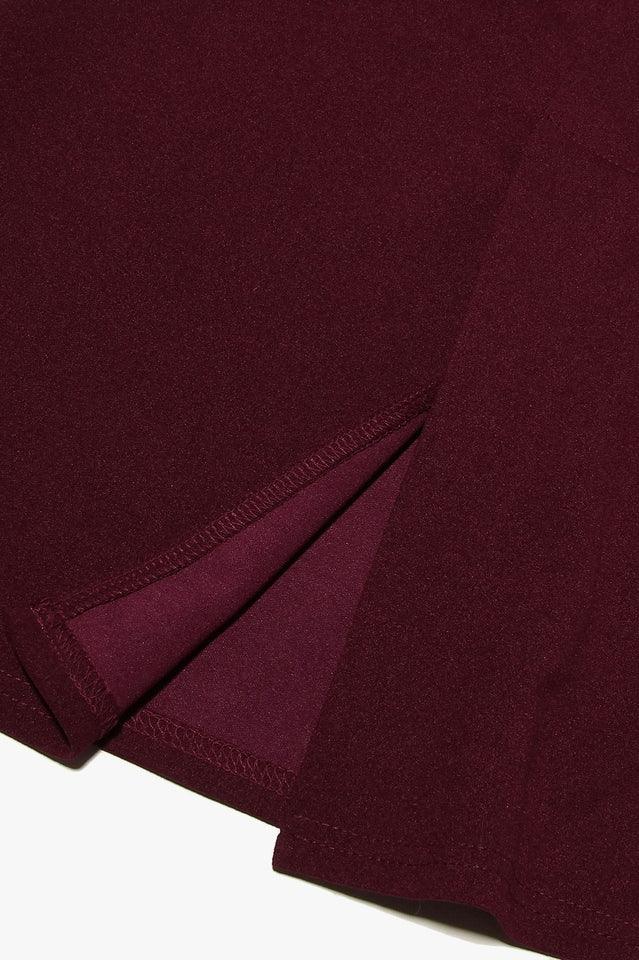 Burgundy Crepe Halter Midi Dress - View 10 | WEUXS