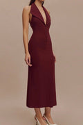 Annita Crepe Halter Midi Dress - WEUXS