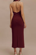 Annita Crepe Halter Midi Dress - WEUXS