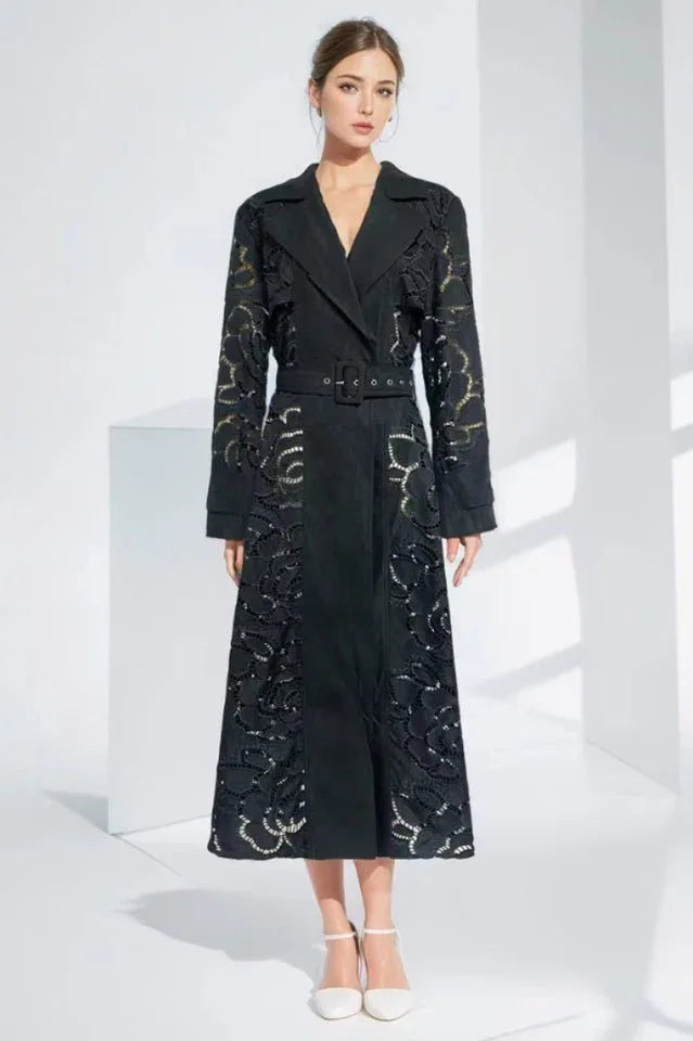 Embroidered Duchess Satin Trench Coat Secondary image
