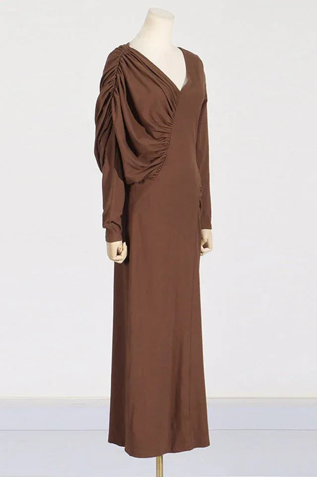Asymmetric V-Neck Maxi Dress - View 8 | WEUXS