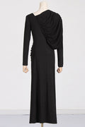 Asymmetric V - Neck Pleated Maxi Dress - WEUXS