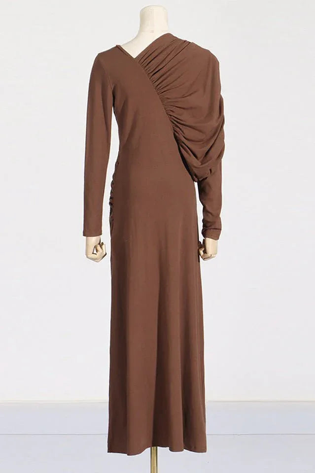 Asymmetric V-Neck Maxi Dress - View 9 | WEUXS