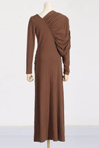 Asymmetric V-Neck Maxi Dress - View 9 | WEUXS