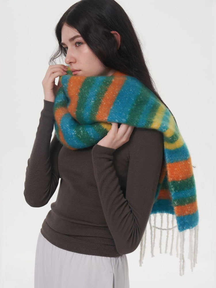 Dopamine Rainbow Stripe Scarf