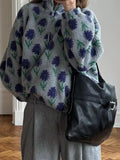 Vintage Floral Sherpa Half-Zip Pullover - WEUXS