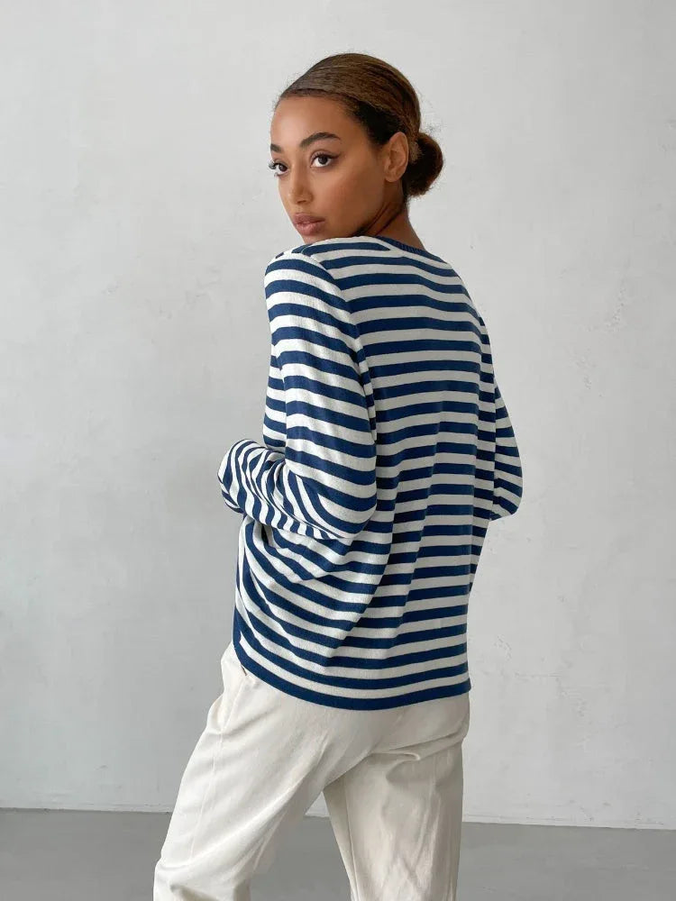 Men's striped knit crew neck sweater - View 8 | WEUXS