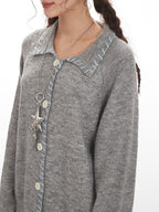 Contrast Stitch Knit Cardigan - View 6 | WEUXS