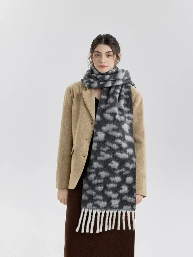 Fashionable winter scarf with fringe detailing