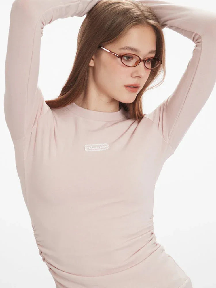 Ruched Long Sleeve Knit Top - View 6 | WEUXS