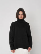 Classic Oversized High Neck Knit Sweater - WEUXS
