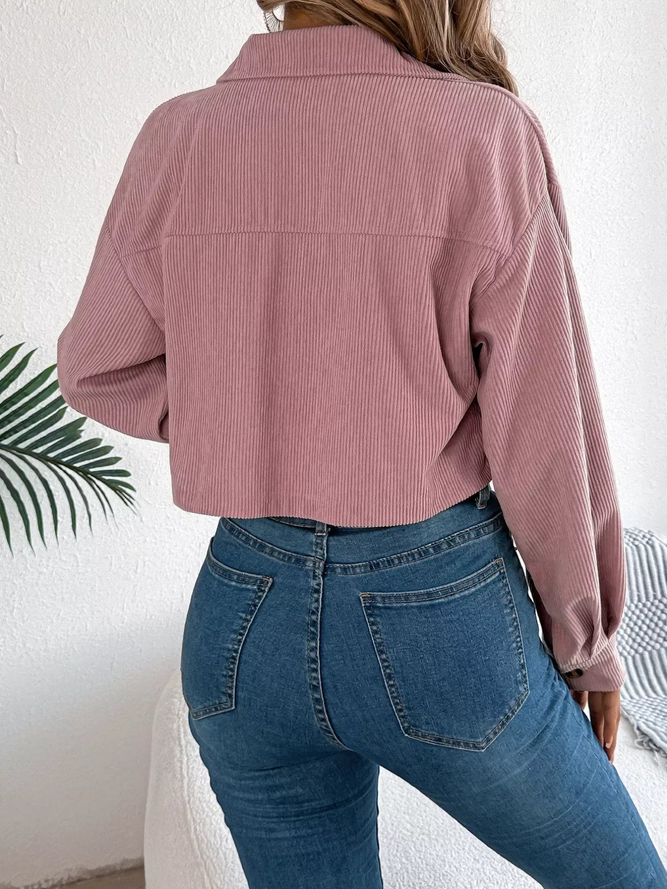 Cropped Corduroy Jacket - View 8 | WEUXS