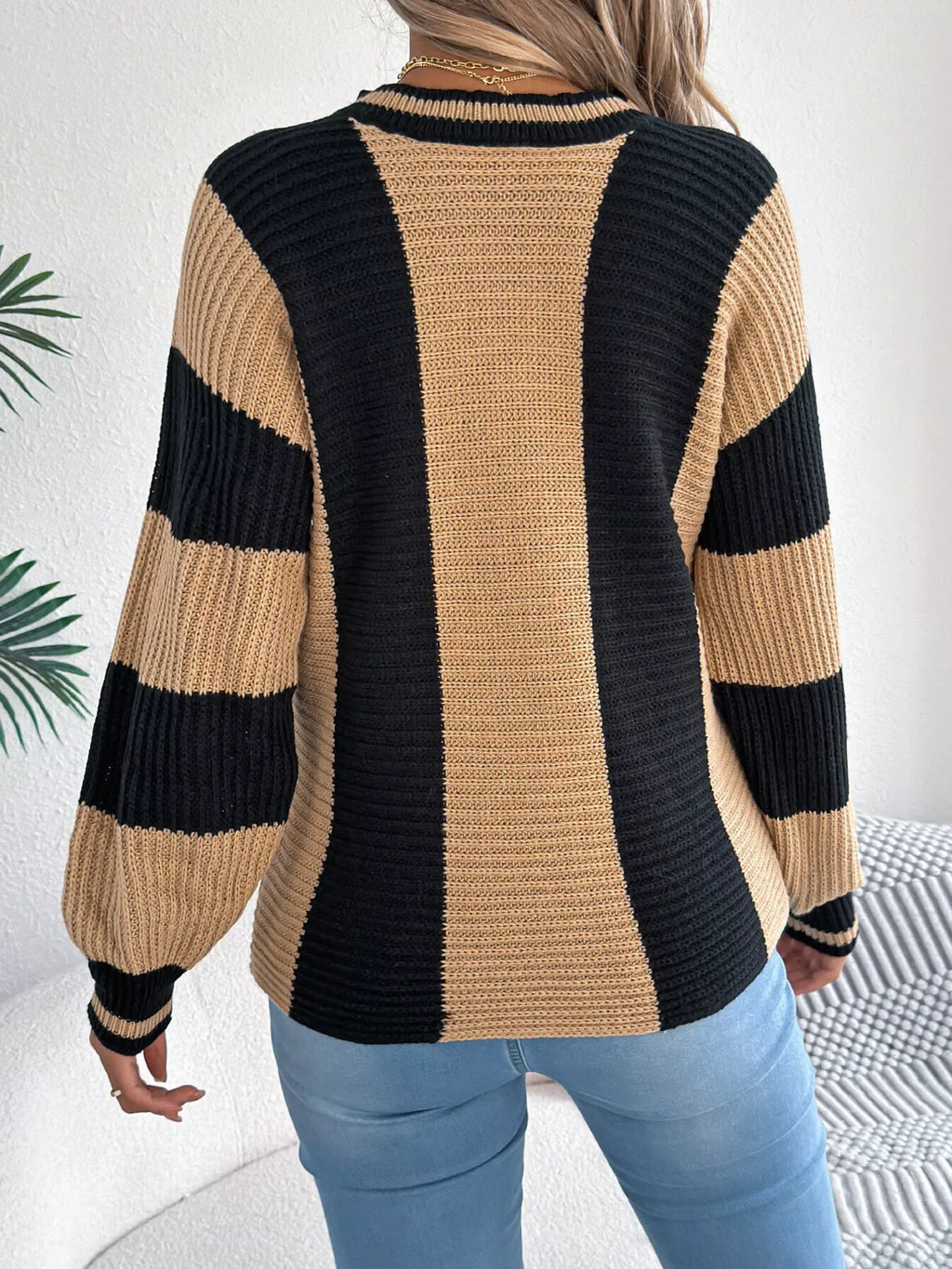 Vertical stripe knit sweater - View 15 | WEUXS