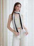 Black & White Faux Mink Skinny Scarf - WEUXS