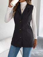 Beige corduroy sleeveless jacket with notched lapel - View 14 | WEUXS