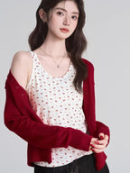Knit Cardigan & Floral Cami Set