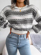 Textured Striped Knit Sweater - View 9 | WEUXS