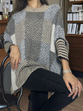 Geometric Batwing Sleeve Sweater - View 6 | WEUXS