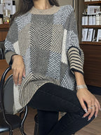 Geometric Batwing Sleeve Sweater - View 6 | WEUXS