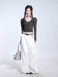 Ribbed Lace Trim Crop Top - View 7 | WEUXS
